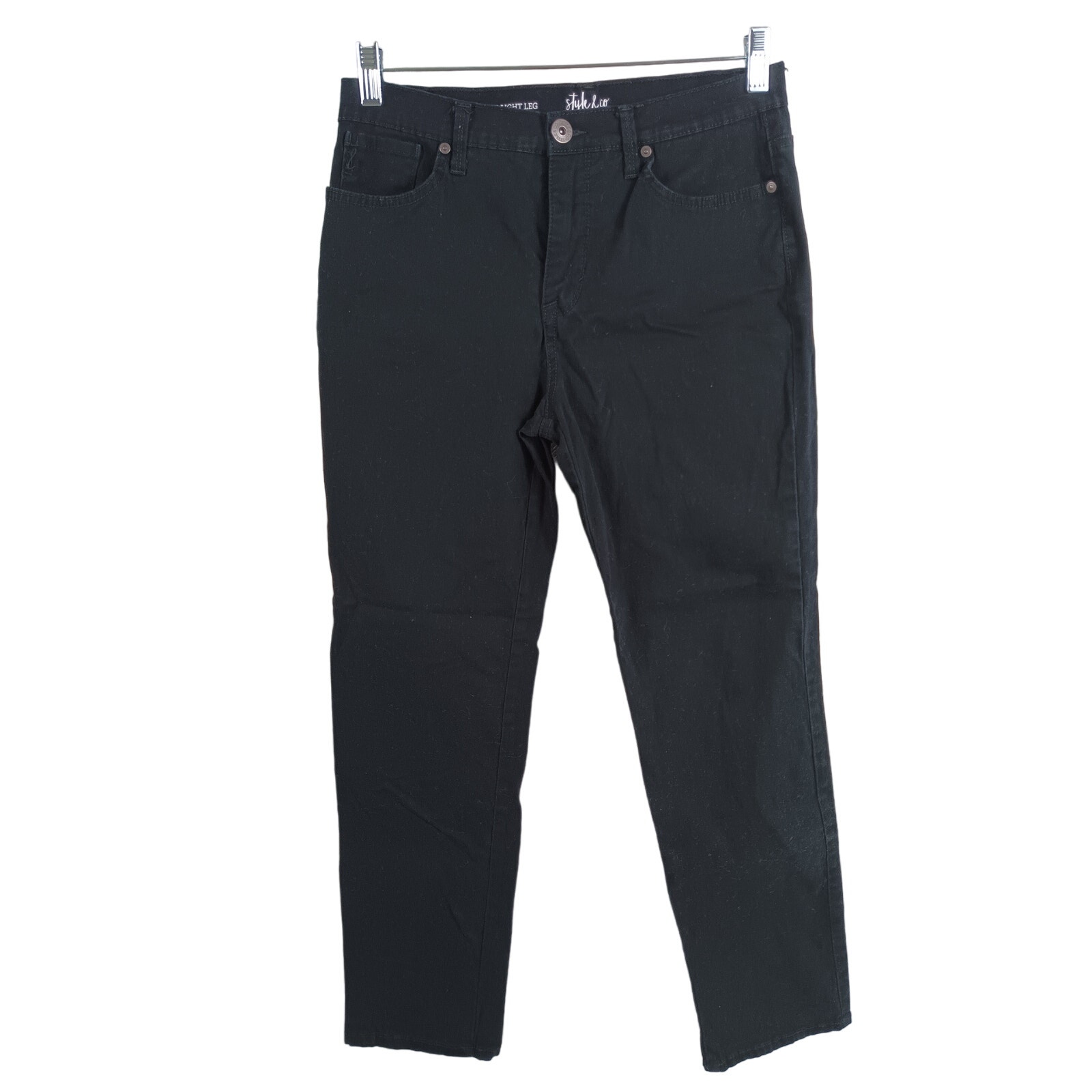 Style & Co Womens Size 8 Straight Leg Cotton Blend Black Denim Jeans